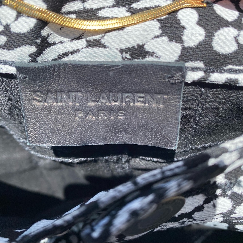 Saint Laurent Black And White “Baby Cat” Leopard Print Coated Jeans NWT - Picture 7 of 11